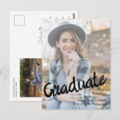Modern Script Graduate Simple Photo Graduation  ポストカード (正面/裏面)