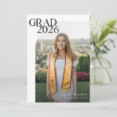 Modern Script Graduate Simple Two Photo Graduation 案内状 (スタンド正面)