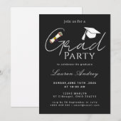 Modern Script Graduation Celebration 招待状 (正面/裏面)