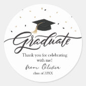 Modern Script Graduation Thank You Sticker ラウンドシール (正面)
