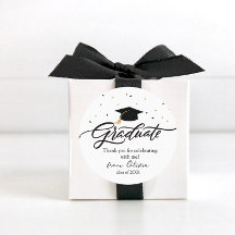 Modern Script Graduation Thank You Sticker