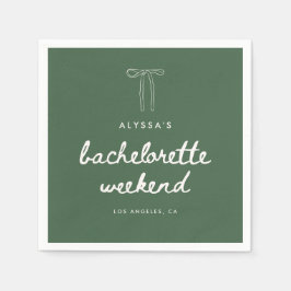Modern Script Green Coquette Bachelorette Weekend スタンダードカクテルナプキン
