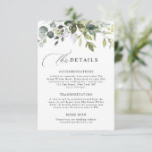 Modern Script Greenery Eucalyptus Wedding Details エンクロージャーカード (スタンド正面)
