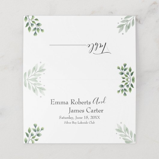 Modern Script Greenery  Place Cards プレイスカード (外部開封)