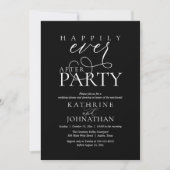 Modern Script Happily Ever After Party Elopement 招待状 (正面)