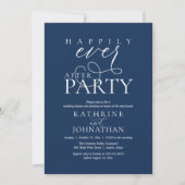 Modern Script Happily Ever After Party Elopement 招待状 (正面)