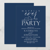 Modern Script Happily Ever After Party Elopement 招待状 (正面/裏面)