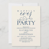 Modern Script Happily Ever After Party Elopement 招待状 (正面)