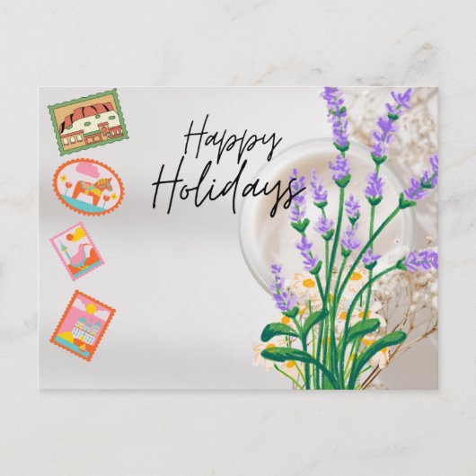 Modern Script Happy Holidays ポストカード (正面)