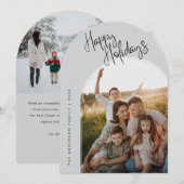 Modern Script Happy Holidays | 写真2枚追加可能 シーズンカード (正面/裏面)