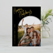 Modern Script Happy Holidays | 写真2枚追加 箔シーズンカード (立ち正面)