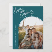Modern Script Happy Holidays | Add 2 Photo Ho シーズンカード (正面)