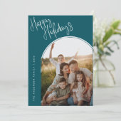 Modern Script Happy Holidays | Add 2 Photo Ho シーズンカード (スタンド正面)
