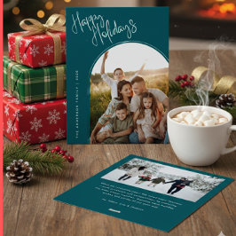 Modern Script Happy Holidays | Add 2 Photo Ho シーズンカード