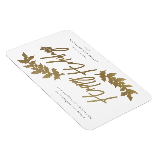 Modern Script Happy Holidays Business Holiday Card マグネット (右側)