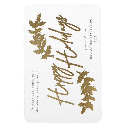 Modern Script Happy Holidays Business Holiday Card マグネット (縦)