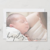 Modern Script Hazy Photo Elegant Baptism 招待状 (正面)