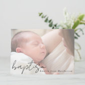 Modern Script Hazy Photo Elegant Baptism 招待状 (スタンド正面)