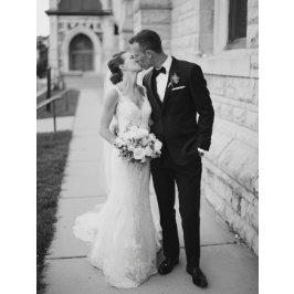 Modern Script Heart 2 Photo Wedding サンキューカード