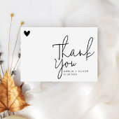 Modern Script Heart Contemporary Wedding サンキューカード