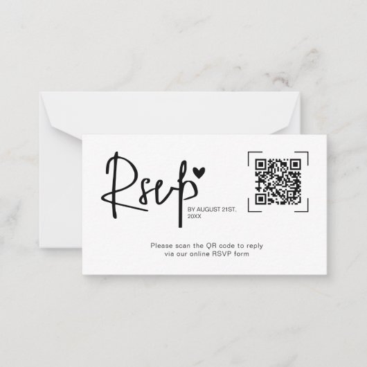 Modern Script Heart Wedding Online RSVP Cards ノートカード (正面)