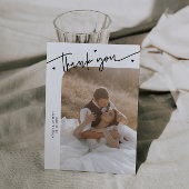 Modern Script Heart White Wedding サンキューカード