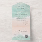 Modern Script Hearts in the sand Beach wedding  オールインワン招待状 (内側)