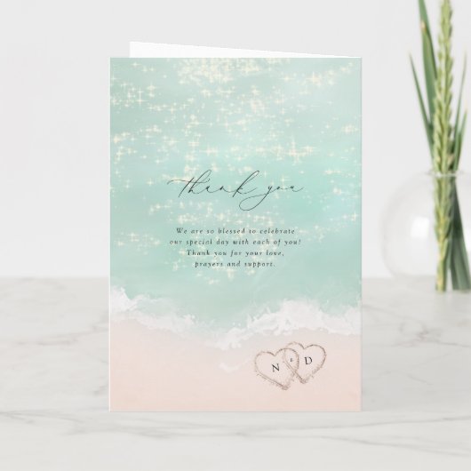 Modern Script Hearts In The Sand Beach Wedding  プログラム (裏面)