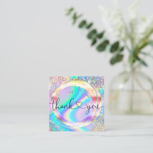 modern script holographic thank you for your order スクエア名刺 (スタンド正面)