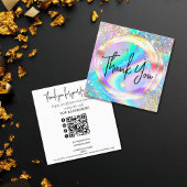 modern script holographic thank you for your order スクエア名刺