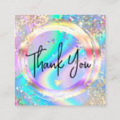 modern script holographic thank you for your order スクエア名刺 (正面)