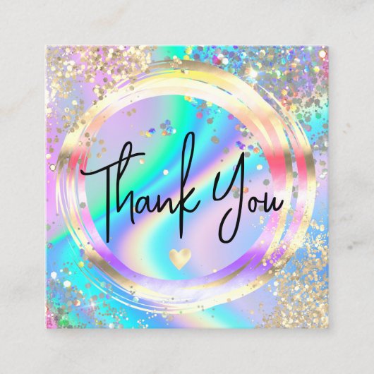 modern script holographic thank you for your order スクエア名刺 (正面)