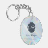 Modern Script Iridescent Business Logo キーホルダー (正面左)