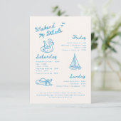 Modern Script Lake Bachelorette Weekend Details エンクロージャーカード (スタンド正面)