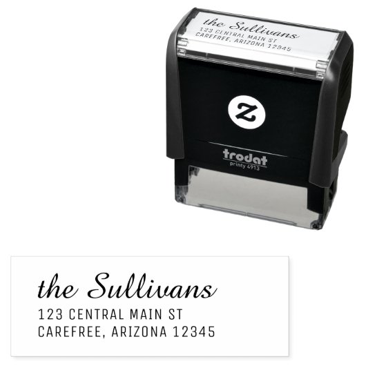 Modern Script Left Aligned Return Address セルフインキングスタンプ (インサイチュ)