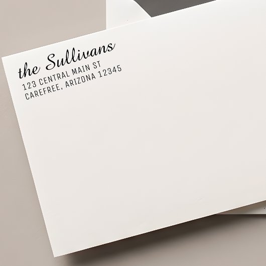 Modern Script Left Aligned Return Address セルフインキングスタンプ