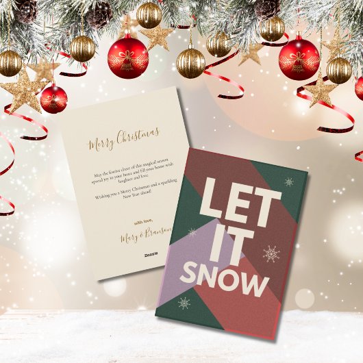 Modern Script Let it Snow Non Photo Christmas シーズンカード