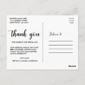 Modern Script Love and Thanks Wedding Couple ポストカード (裏面)