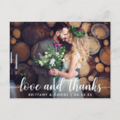Modern Script Love and Thanks Wedding Couple ポストカード (正面)