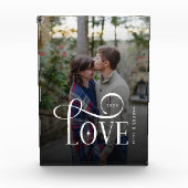 Modern Script Love Custom Engaged Couples Photo フォトブロック (正面)