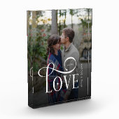 Modern Script Love Custom Engaged Couples Photo フォトブロック (左)