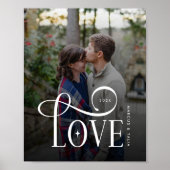 Modern Script Love Custom Engaged Couples Photo ポスター (正面)