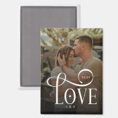 Modern Script Love Custom Engaged Couples Photo マグネット (正面/裏面)