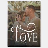 Modern Script Love Custom Engaged Couples Photo マグネット (正面)
