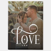 Modern Script Love Custom Engaged Couples Photo