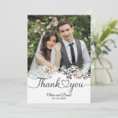Modern Script Love Heart Wedding Flat Thank You サンキューカード (スタンド正面)