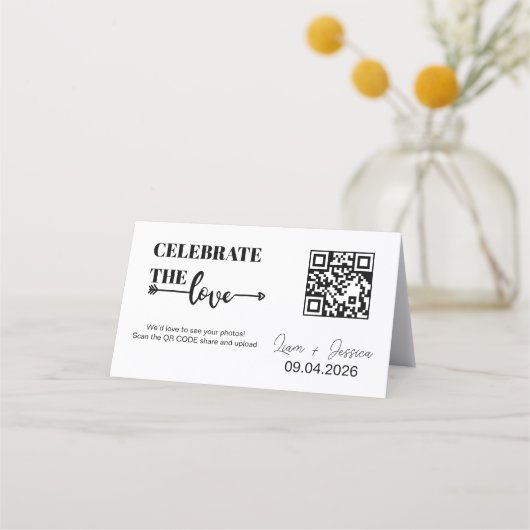 Modern Script Love QR Code Note Card ロイヤリティカード (正面)
