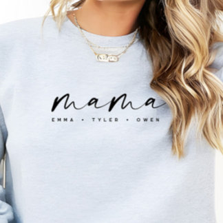 Modern Script “Mama” Children's Names, Mom Gift スウェットシャツ