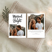 Modern Script Married & Bright Newlywed Photo シーズンカード