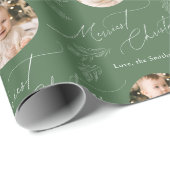 Modern Script Merriest Christmas Family 2 photo ラッピングペーパー (ロールコーナー)